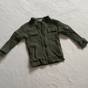 kate quinn Olive Ribbed Zip-Front Jacket
